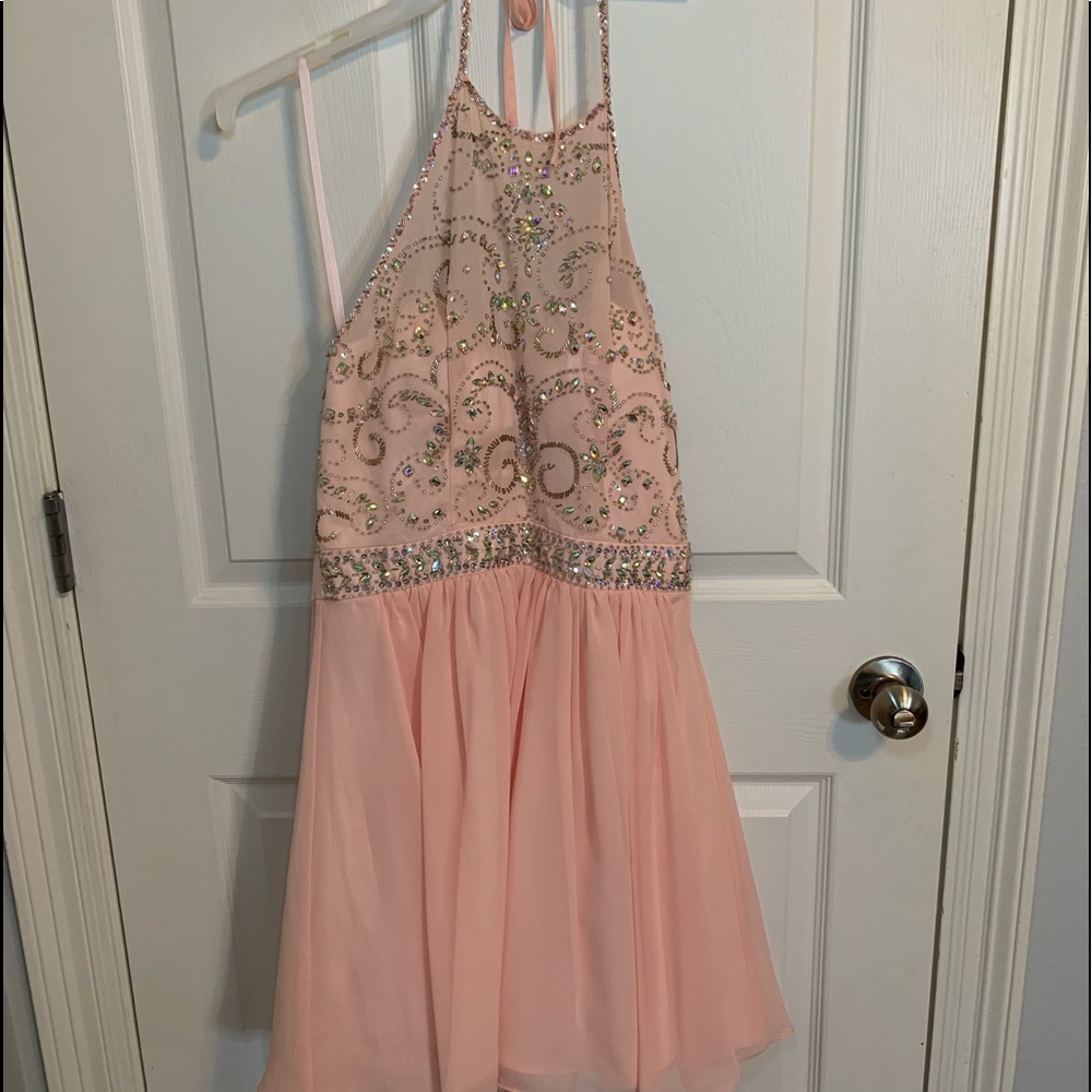 Pink Sleeveless Homecoming Dress